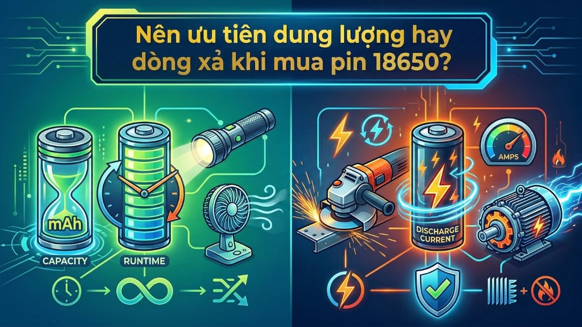 Nên ưu tiên dòng xả khi mua pin 18650 dung lượng cao