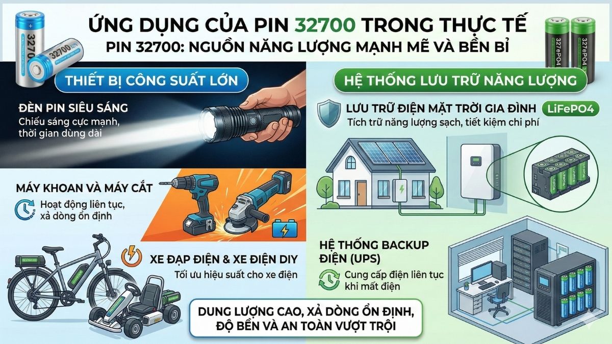 Ứng dụng của pin 32700 trong thực tế