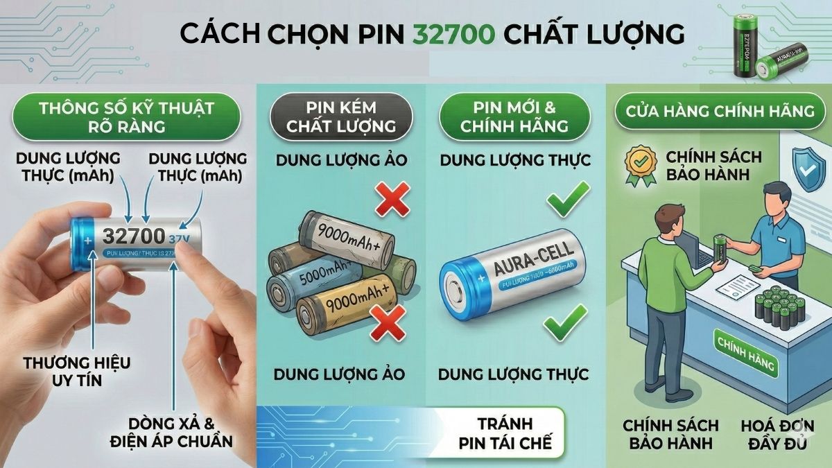 Cách chọn pin 32700 tốt và đúng dung lượng