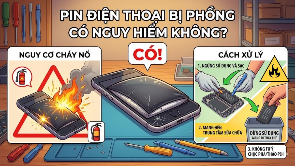 Pin điện thoại bị phồng có nguy hiểm