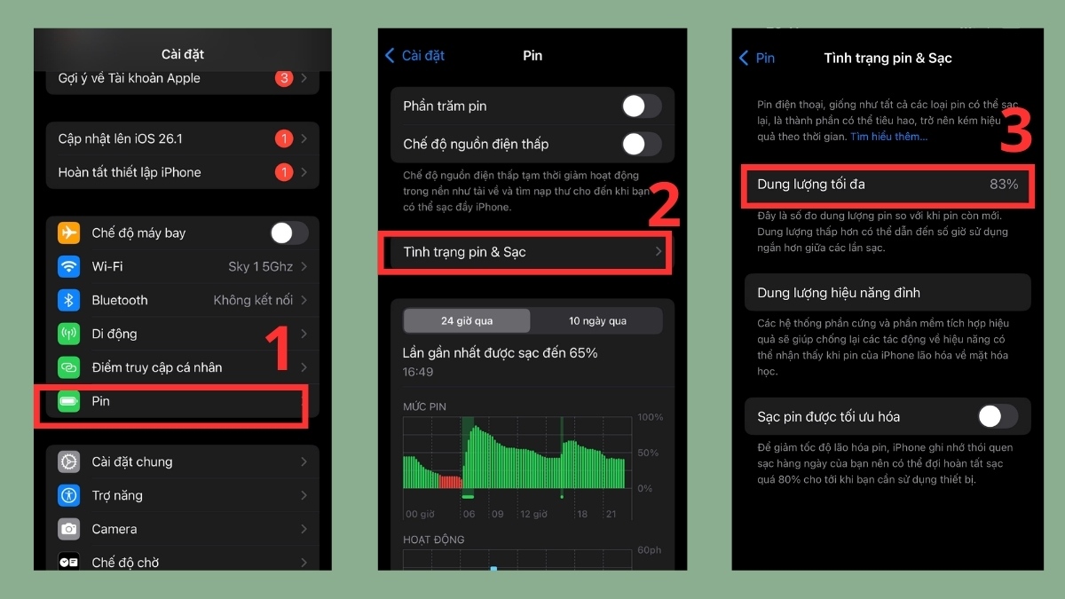 Kiểm tra tình trạng pin trên iPhone khi pin tụt nhanh khi không sử dụng 