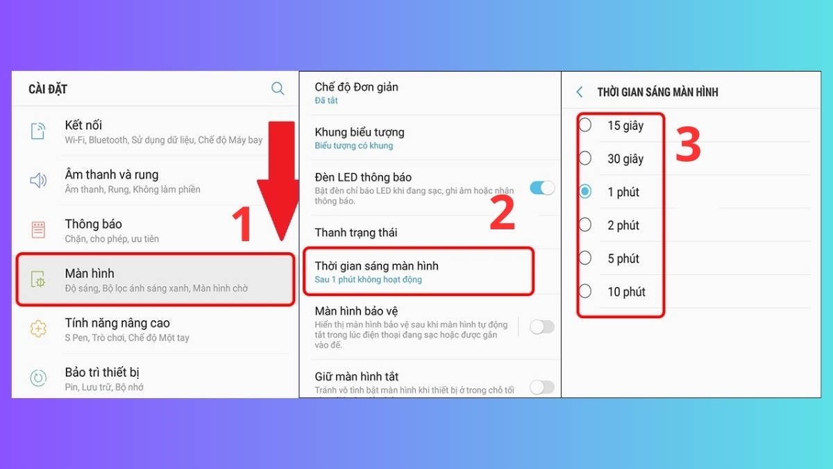 Điểu chỉnh thời gian sáng màn hình Android khi pin tụt nhanh khi không sử dụng 