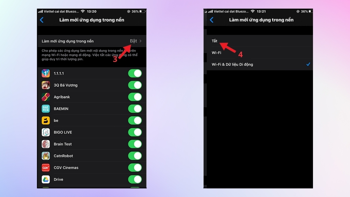 Tắt các ứng dụng chạy ngầm iPhone khi pin tụt nhanh khi không sử dụng - bước 3