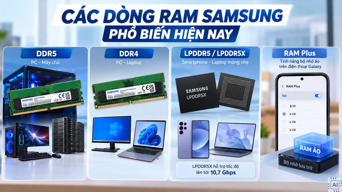 Các dòng RAM Samsung phổ biến hiện nay