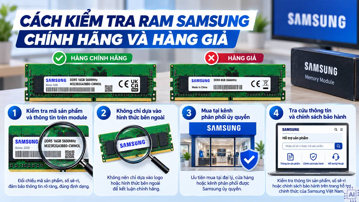 Cách kiểm tra RAM Samsung chính hãng và hàng giả
