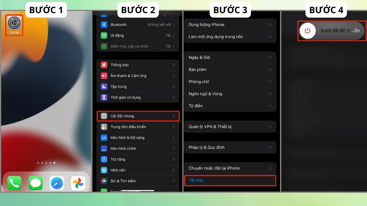 Khởi động lại iPhone 13 bằng cài đặt
