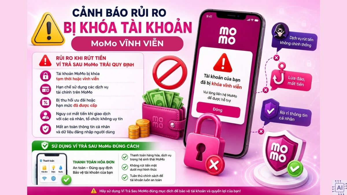 Cảnh báo rủi ro bị khóa tài khoản MoMo vĩnh viễn