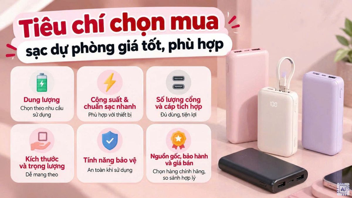 Tiêu chí chọn mua sạc dự phòng giá tốt, phù hợp