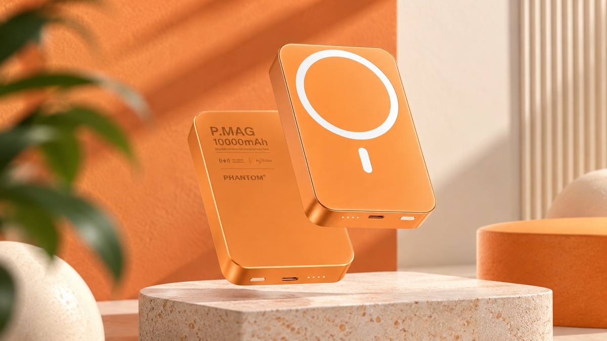 Sạc dự phòng màu cam PHANTOM P66W 10000mAh Magnetic 15W 