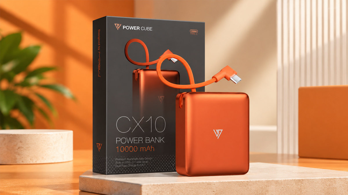 Sạc dự phòng màu cam Mipow Ultra Mini Aluminum CX10-OR 10.000mAh 22.5W
