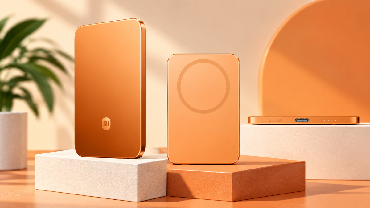 Sạc dự phòng màu cam Xiaomi UltraThin Magnetic Power Bank 5.000mAh 15W