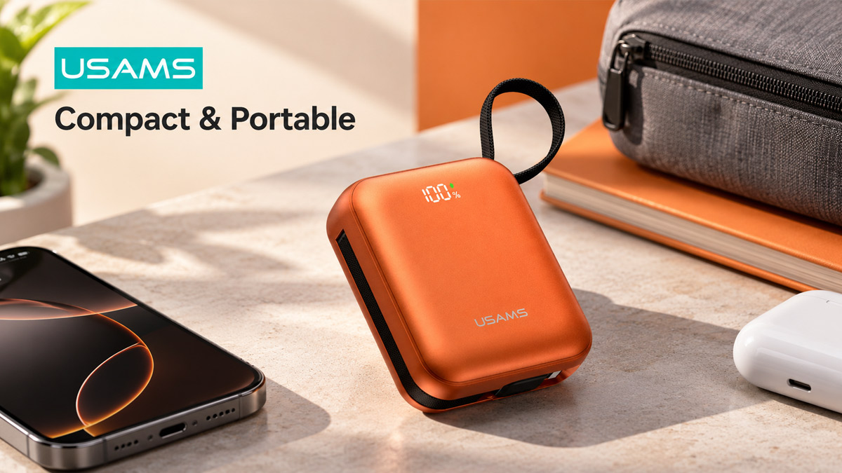 Sạc dự phòng màu cam USAMS Power Bank 10000mAh Type-C 20W 