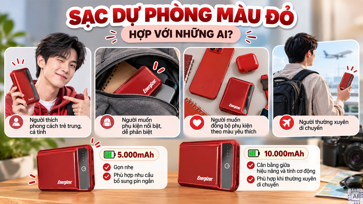 Đối tượng nên sử dụng sạc dự phòng màu đỏ