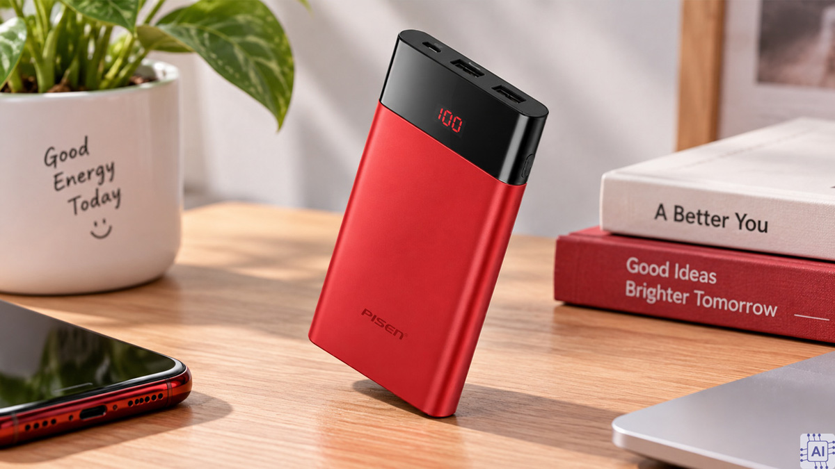 Sạc dự phòng màu đỏ PISEN Color Power Pro 10.000mAh