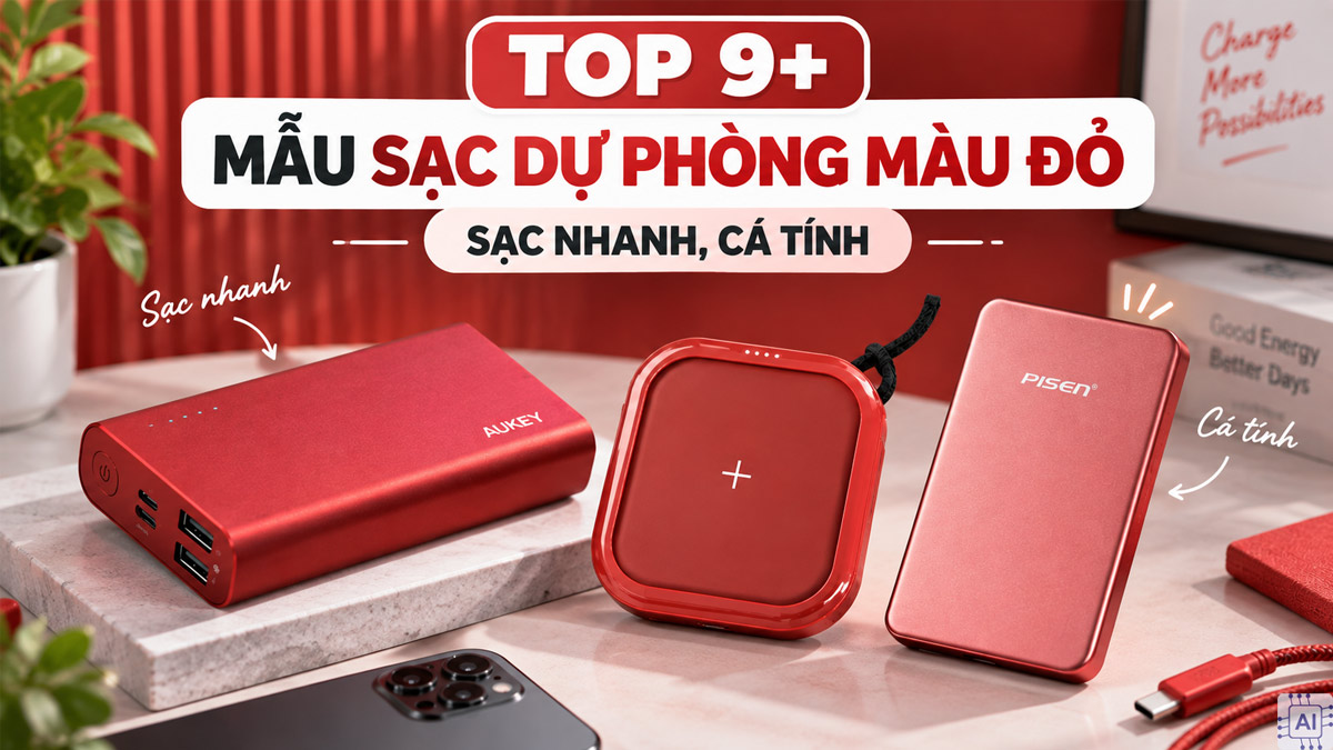TOP 9+ mẫu sạc dự phòng màu đỏ sạc nhanh, cá tính
