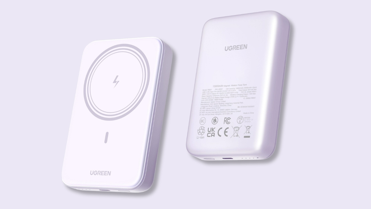 Pin sạc dự phòng Ugreen không dây màu tím Magnetic PB561 10000mAh 20W