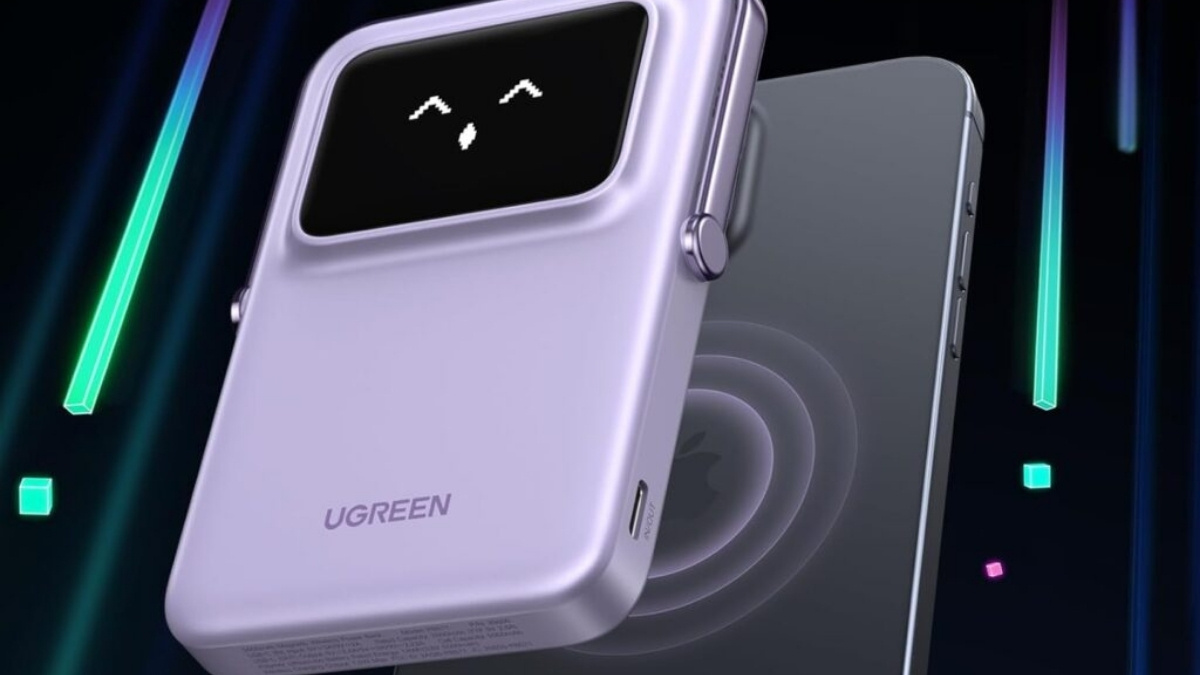 Pin sạc dự phòng không dây màu tím Ugreen Uno PB571 5000mAh 7.5W Cổng USB-C 20W