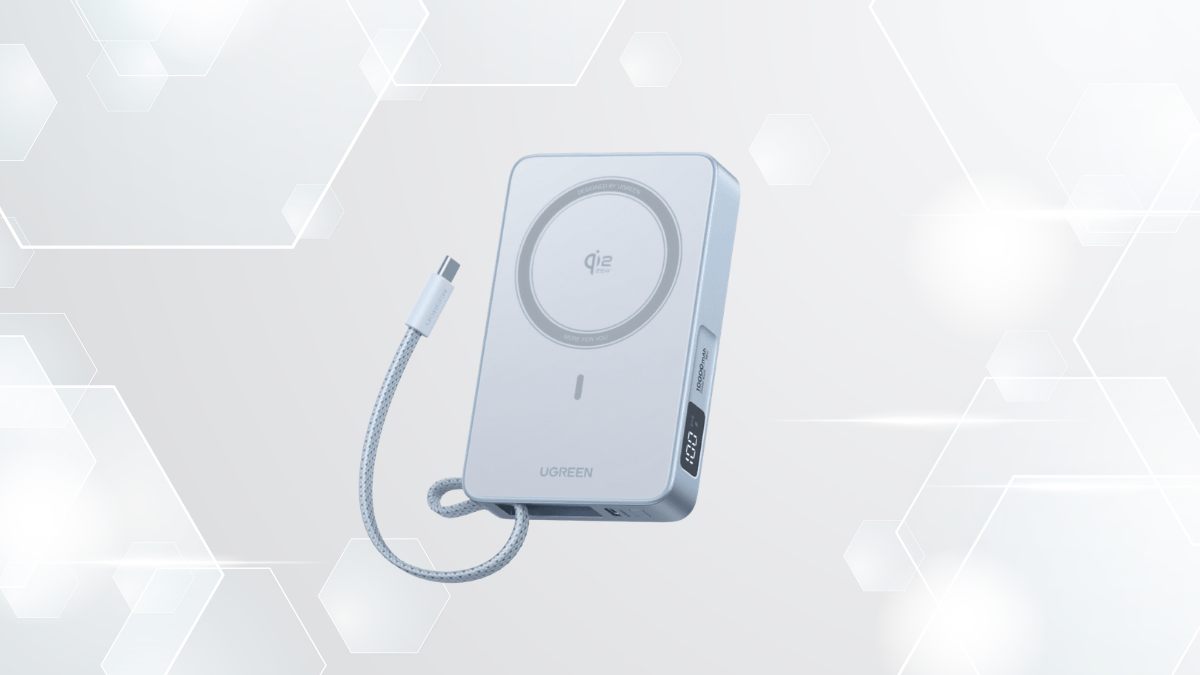 Sạc dự phòng màu xanh Ugreen MagFlow 65958 10.000mAh