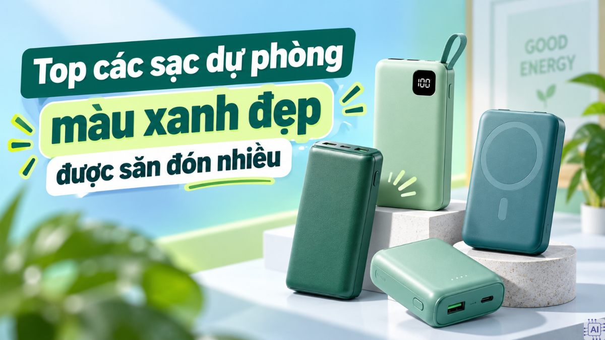 Top 10 sạc dự phòng màu xanh chính hãng, đáng mua