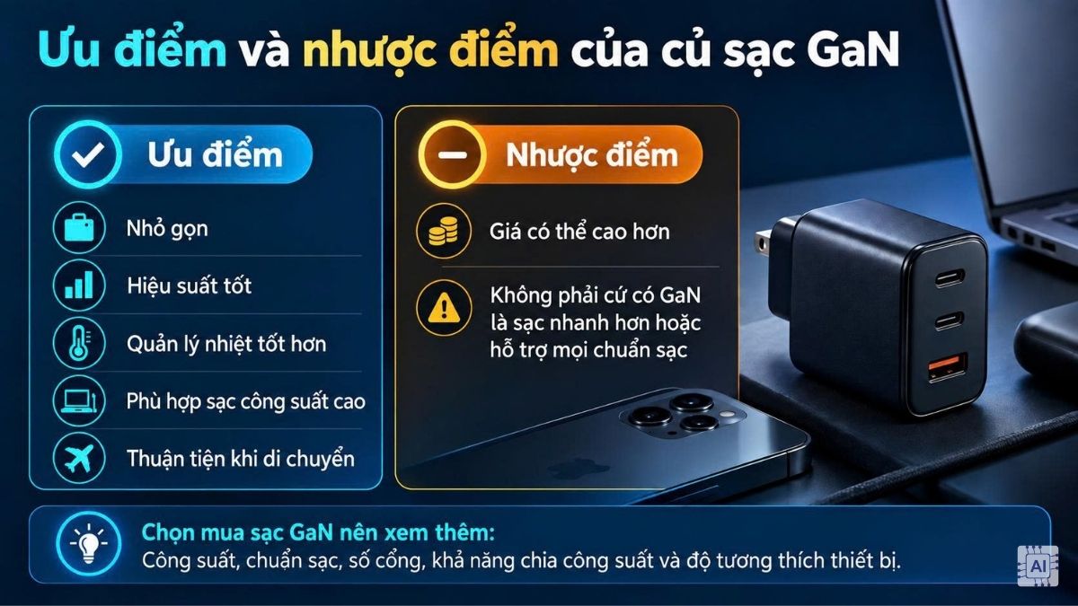 Ưu điểm và nhược điểm của củ sạc GaN