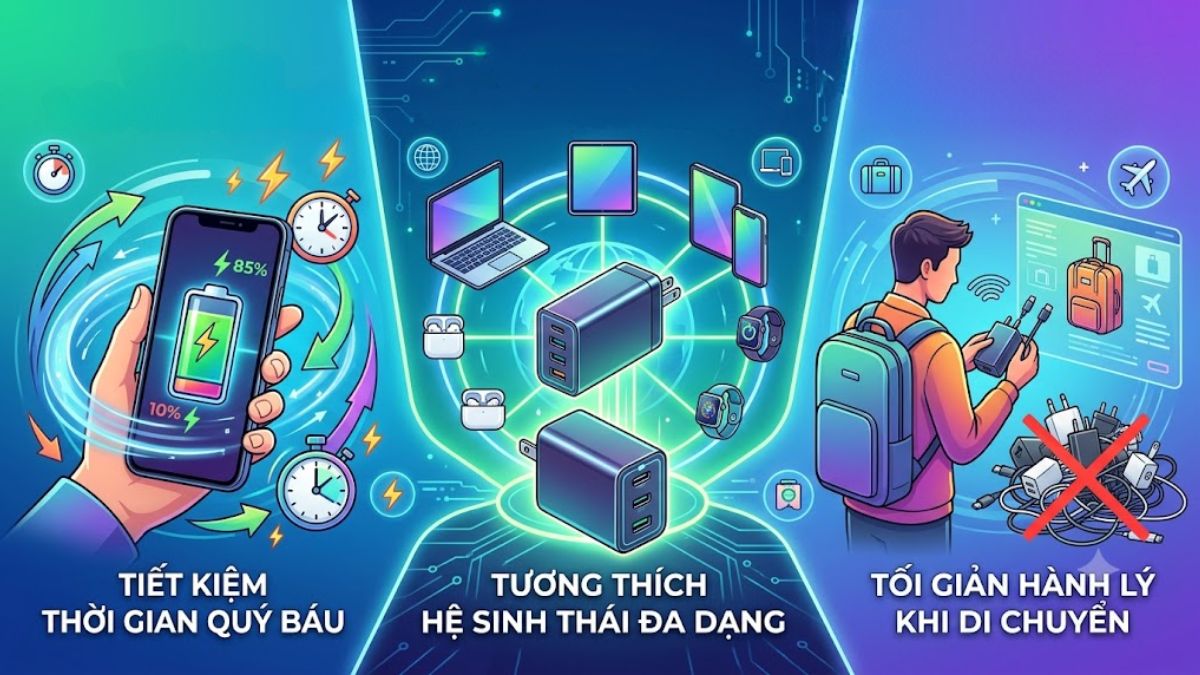 Các lợi ích khi dùng củ sạc nhanh có công suất cao