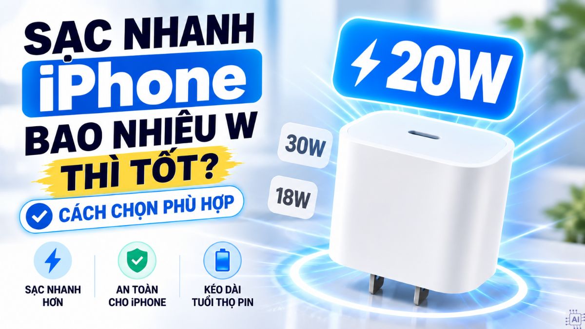 Sạc nhanh iPhone bao nhiêu W thì tốt? Cách chọn phù hợp