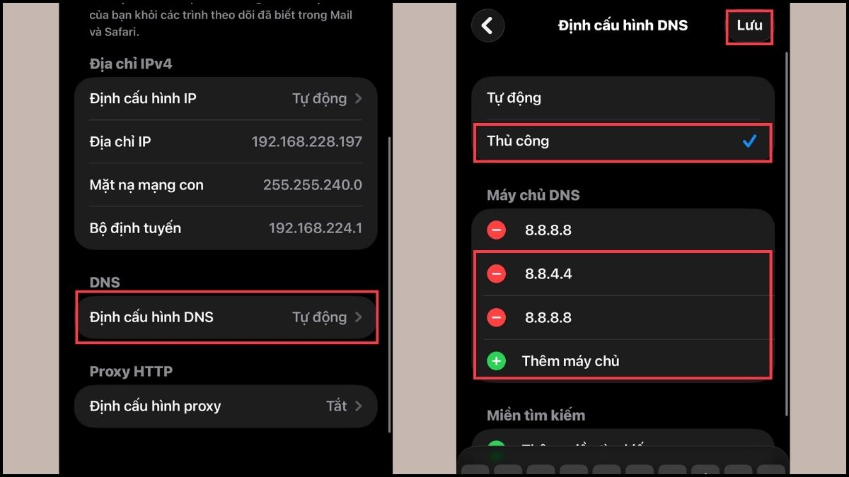 Khắc phục Safari bị lỗi bằng cách thay đổi cấu hình DNS- bước 2