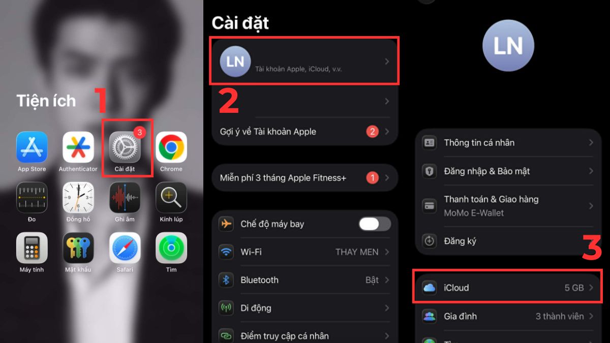 Cách khắc phục sao lưu iCloud không đủ dung lượng - bước 1