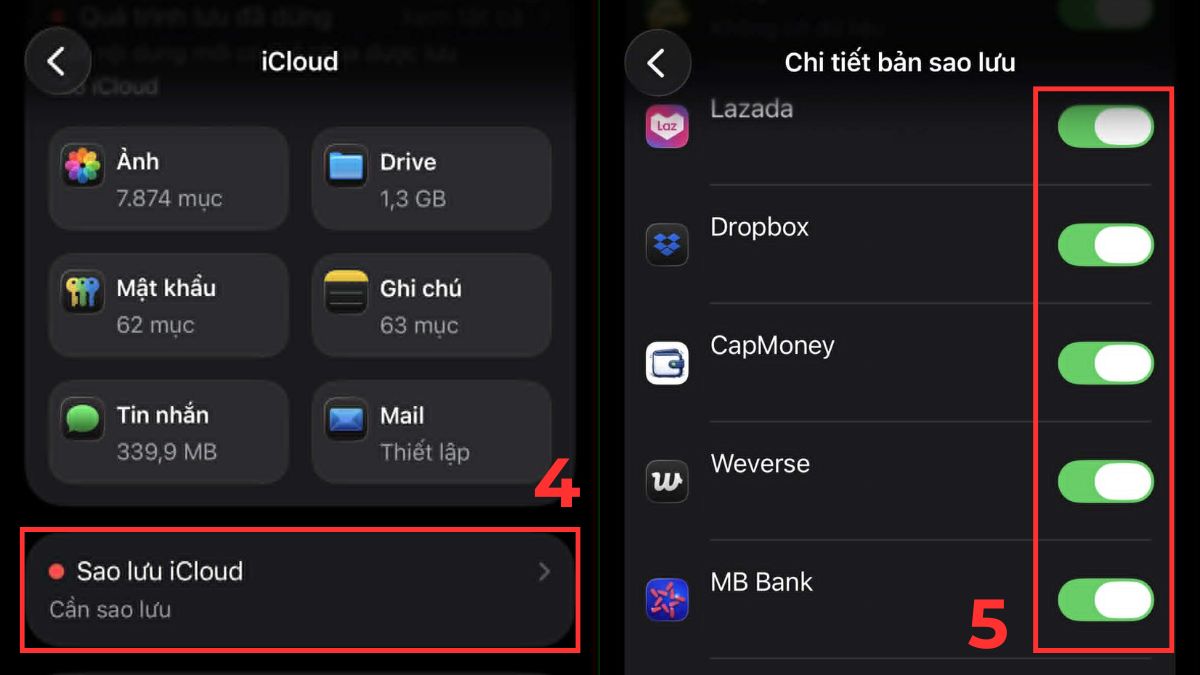 Cách khắc phục sao lưu iCloud không đủ dung lượng - bước 2