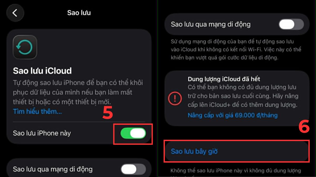 Cách sao lưu iCloud trên iPhone đơn giản - bước 3