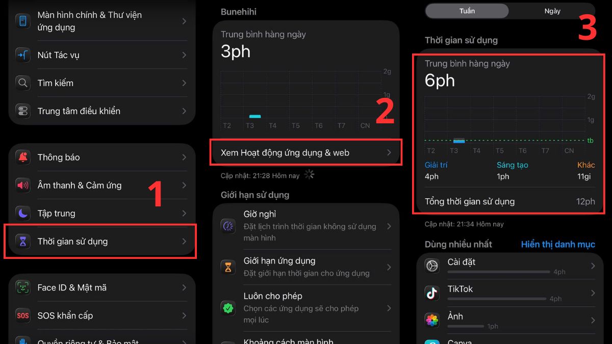 Xem báo cáo sử dụng Screen Time hiệu quả