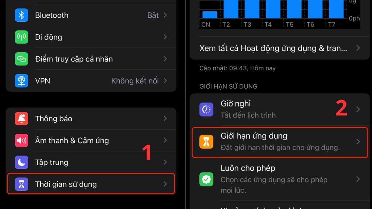 Giới hạn thời gian sử dụng ứng dụng (App Limits) - bước 1