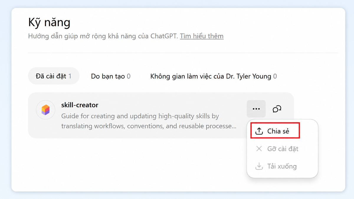 Cách chia sẻ skill với nhóm làm việc