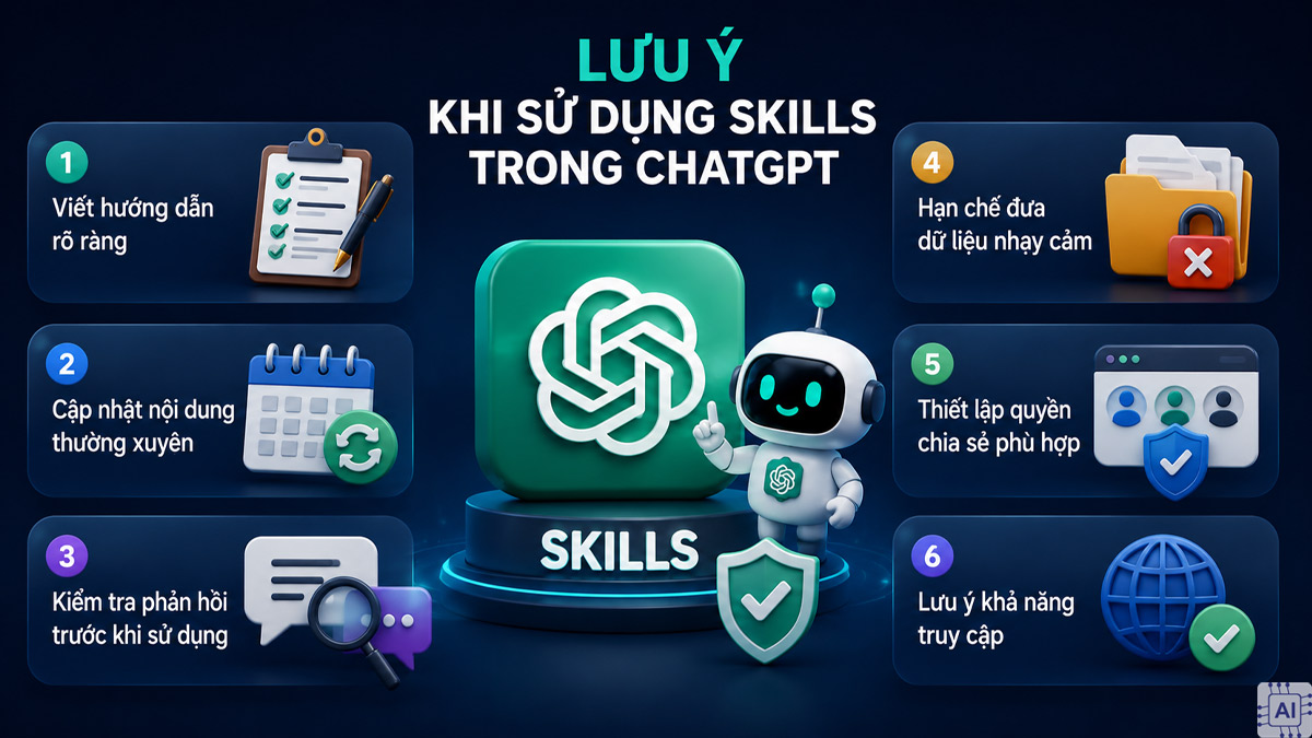 Lưu ý khi sử dụng Skills trong ChatGPT
