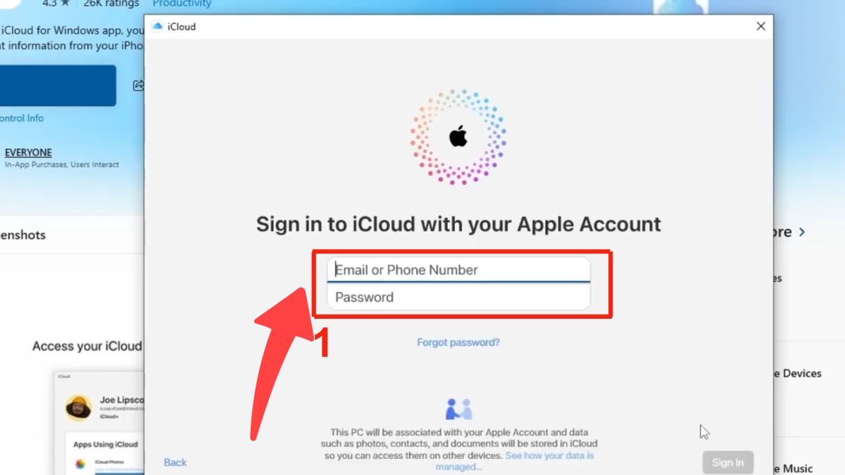 Quản lý iCloud và thông tin tài khoản - bước 1