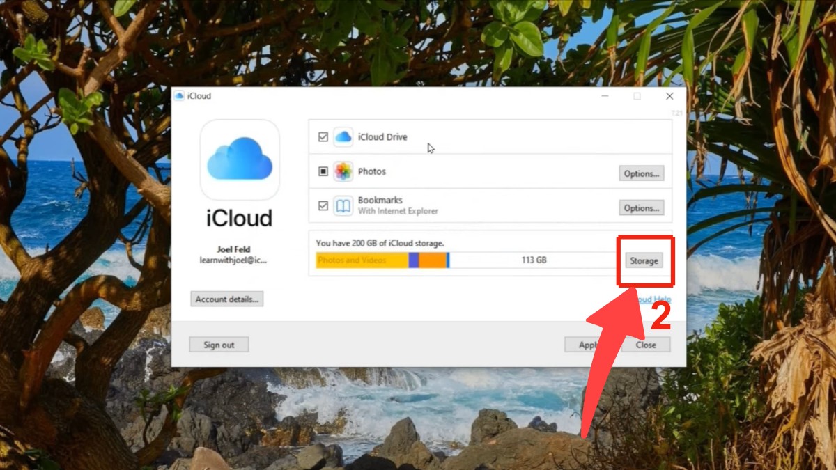 Quản lý iCloud và thông tin tài khoản - bước 2
