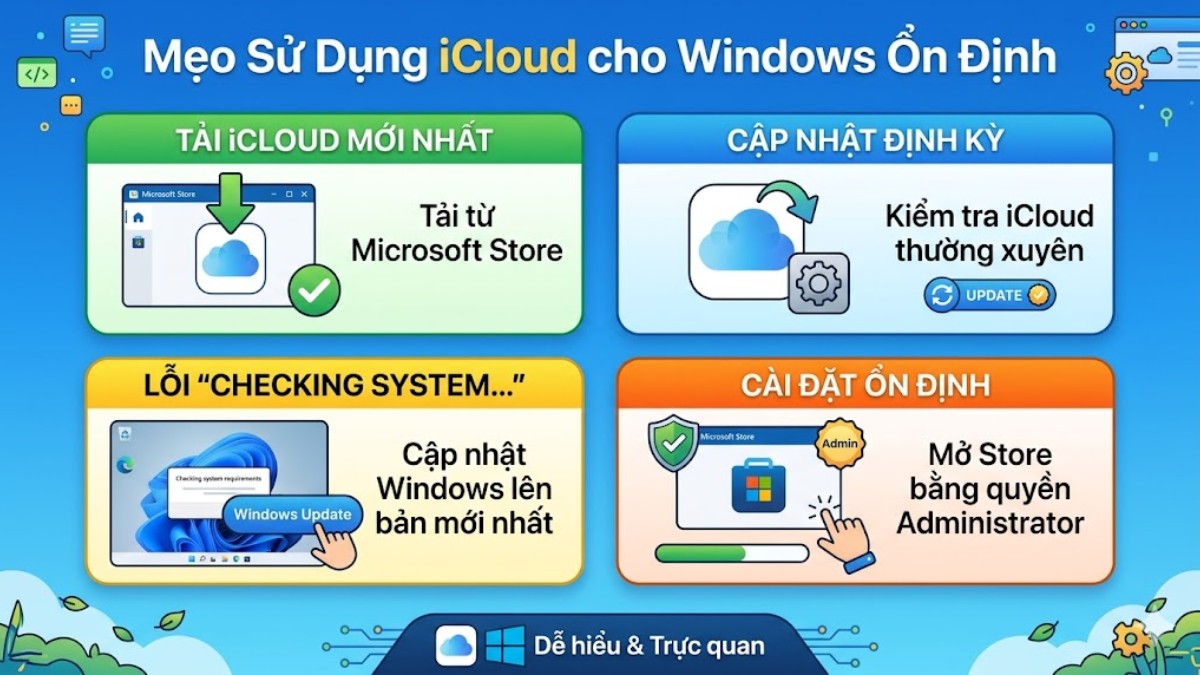 Các mẹo sử dụng iCloud cho Windows ổn định