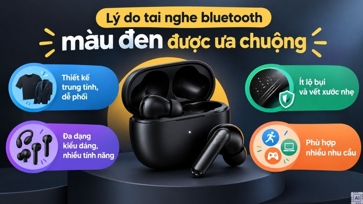 Lý do tai nghe Bluetooth màu đen được ưa chuộng hiện nay