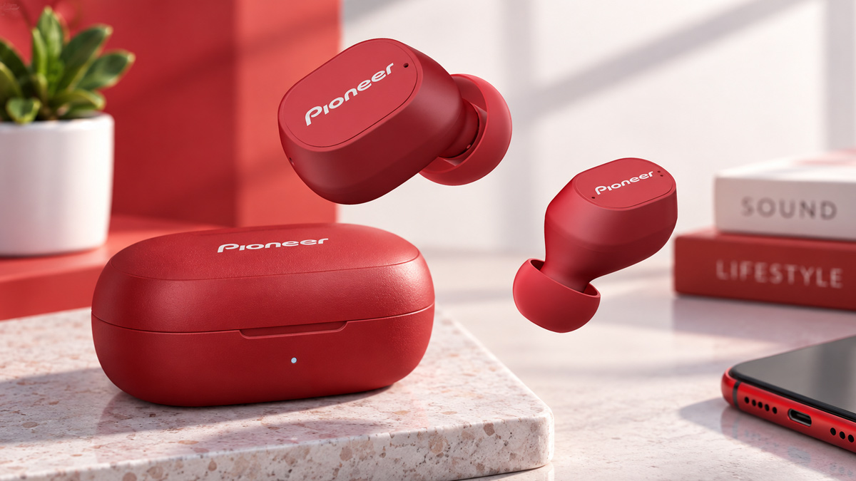 Tai nghe nhét tai không dây màu đỏ True Wireless Pioneer SE-C5TW