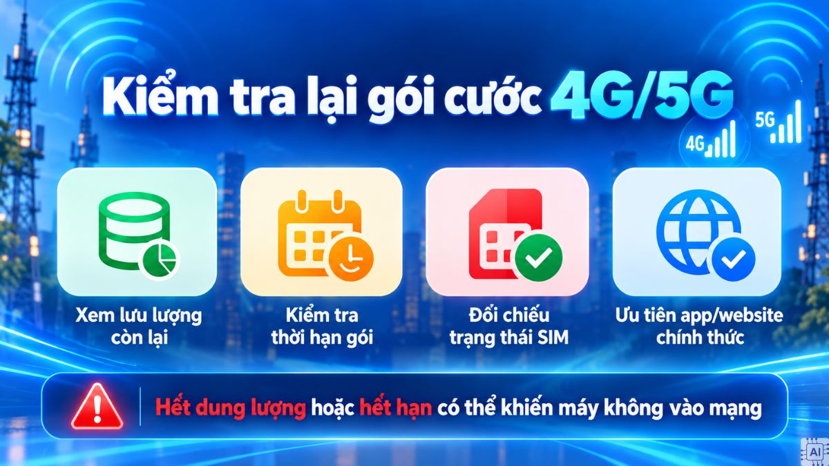 Khắc phục lỗi bật dữ liệu nhưng không vào được mạng iPhone bằng cách kiểm tra lại gói cước