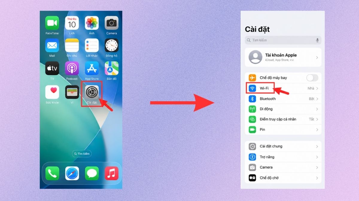  Khắc phục lỗi bật dữ liệu nhưng không vào được mạng iPhone bằng cách tắt Wi-fi - bước 1