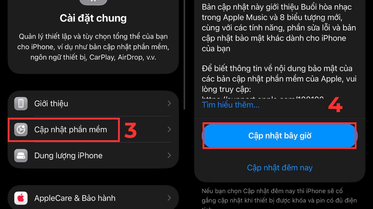 Khắc phục lỗi sạc pin iPhone bị nóng bằng cách cập nhật iOS - bước 2,3