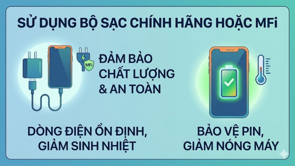 Khắc phục lỗi sạc pin iPhone bị nóng bằng cách sử dụng sạc chính hãng