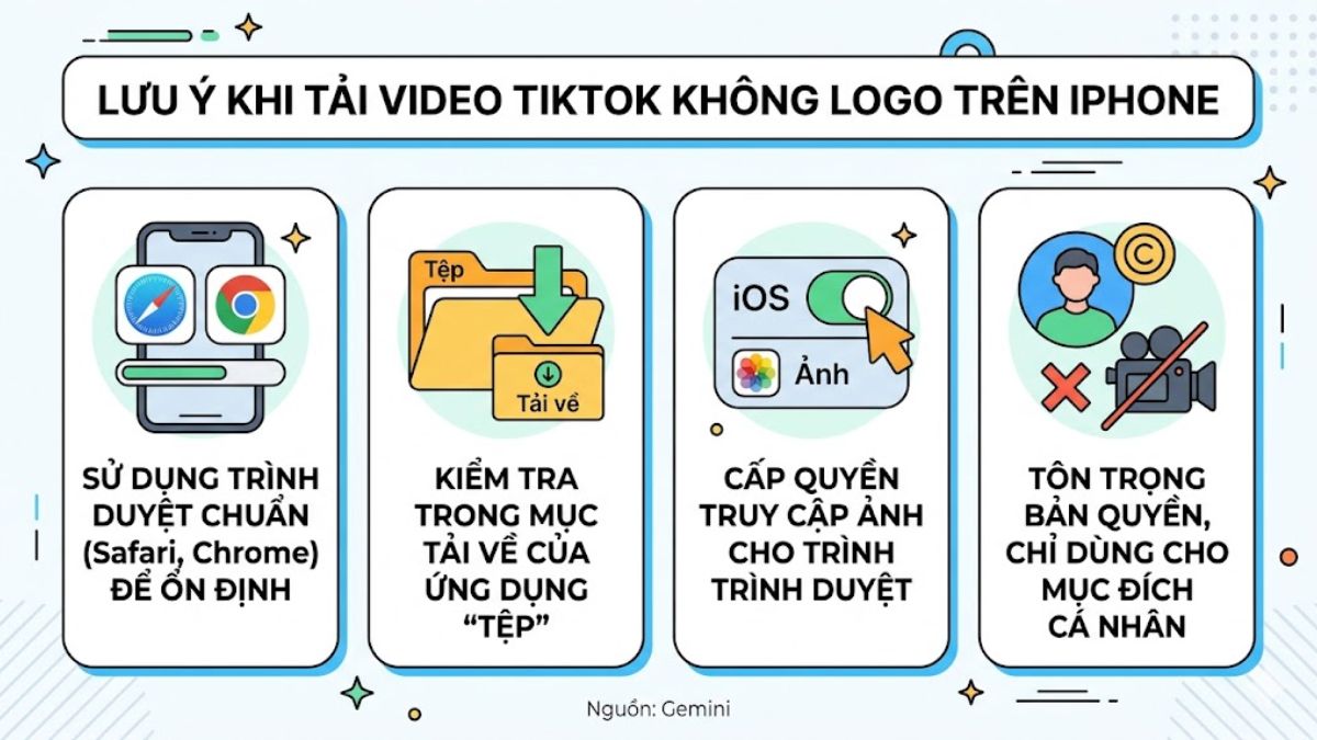 Lưu ý khi tải video TikTok không logo về iPhone