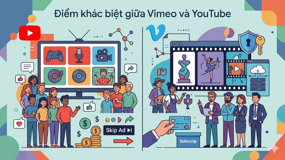 Điểm khác biệt giữa Vimeo và YouTube