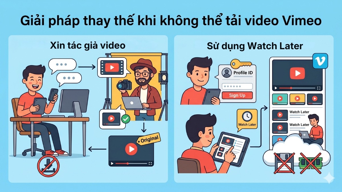 Giải pháp thay thế khi không thể tải video Vimeo