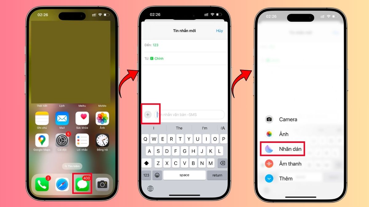 Cách gửi sticker đã tạo từ ảnh trên iPhone - bước 1