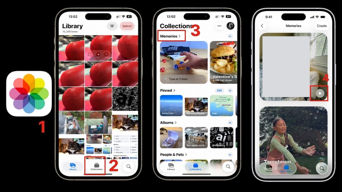 Cách tạo video từ ảnh trên iPhone bằng kỷ niệm Memories - bước 1