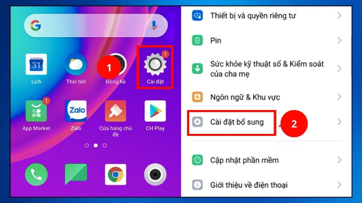 Cách khôi phục cài đặt gốc trên OPPO - bước 1