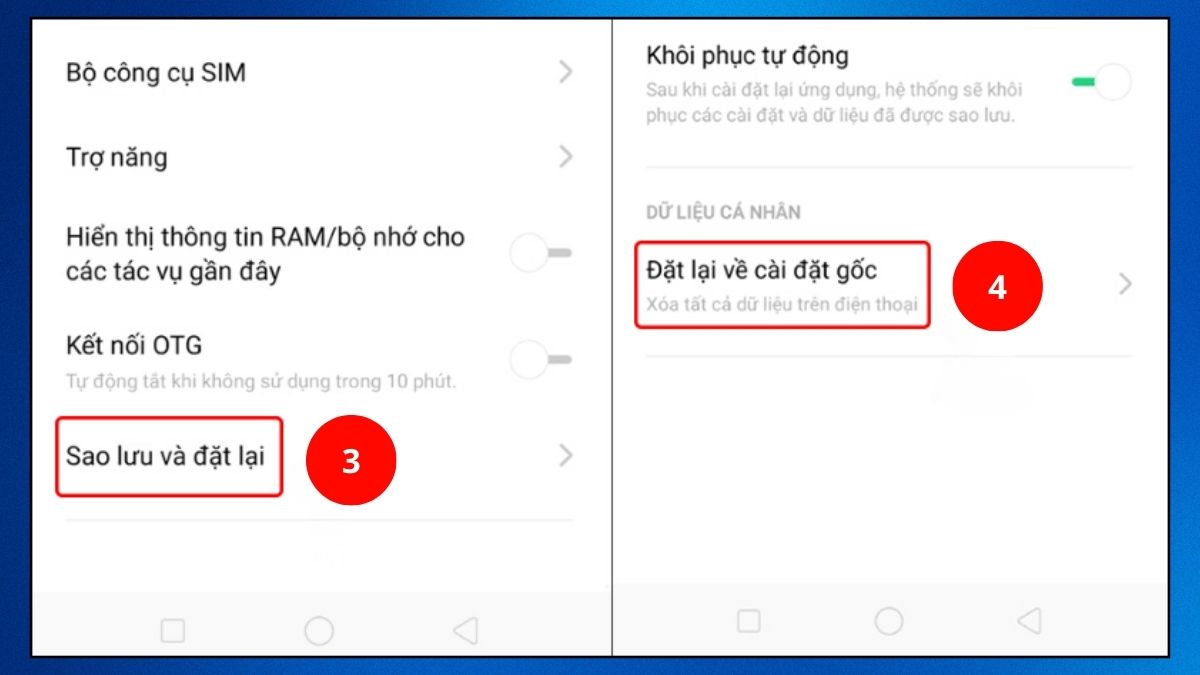 Cách khôi phục cài đặt gốc trên OPPO - bước 2